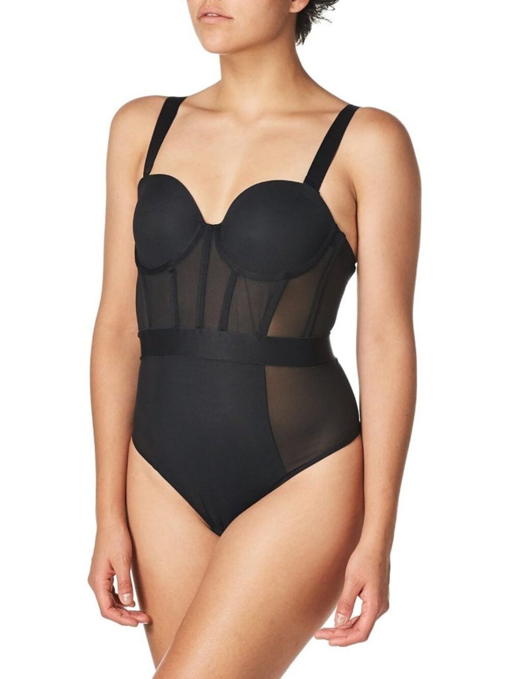 Elegant Women's Strapless Sheer Bodysuit - Perfect for Layering & Night Out